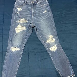 American Eagle Outfitters Curvy Hi Rise Jeans Distressed